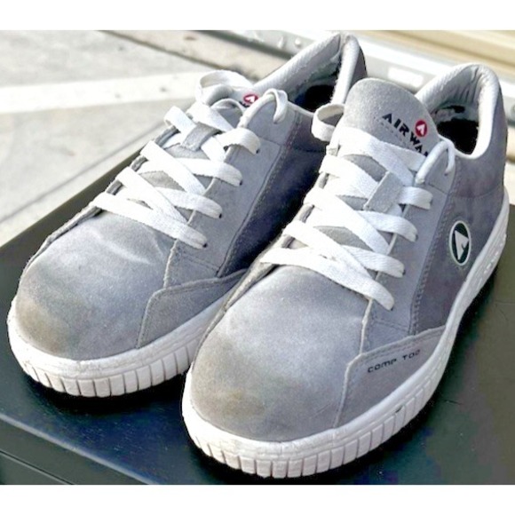 Airwalk Men's 7.5 Women's 9 Grey Suede Camino Composite Toe Work Shoes Lace Up - Picture 3 of 11